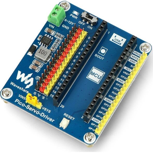 Waveshare Sterownik serw 16-kanałowy, 16-bitowy PWM do Raspberry Pi Pico - Waveshare 19767}