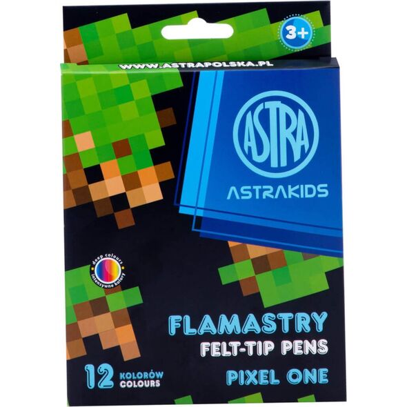 Astra Flamastry szkolne pisaki mazaki Pixel One Minecraft 12 kolorów ASTRA