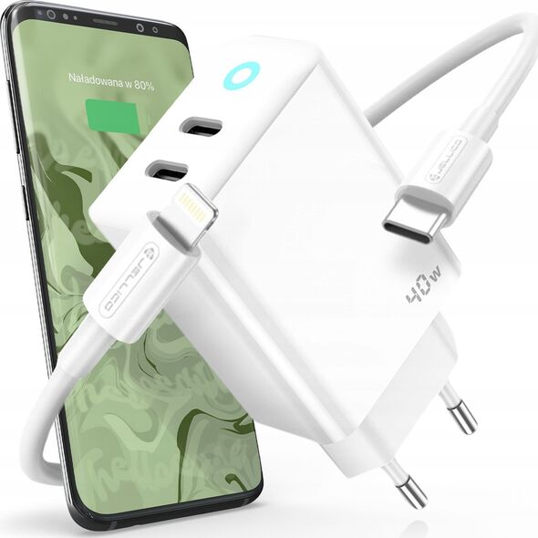 Ładowarka Jellico JELLICO Mocna ładowarka sieciowa 40W 2xUSB C   kabel USB C - Lightning
