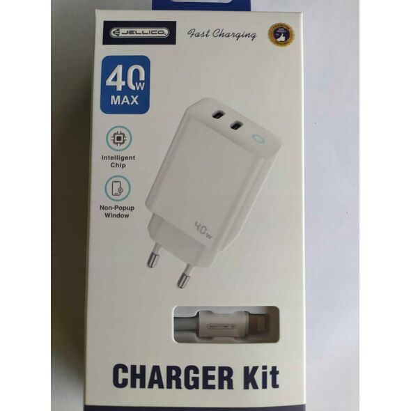 Ładowarka Jellico JELLICO Mocna ładowarka sieciowa 40W 2xUSB C   kabel USB C - Lightning