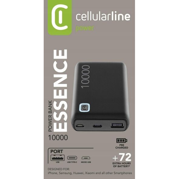 Powerbank Cellular Line Cellularline Power Bank ESSENCE 10000, schwarz