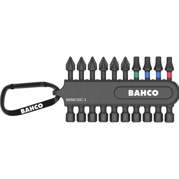 Bahco Bahco Smūginių antgalių rinkinys 50mm, 10vnt, su karabinu, PH,PZ,TORX