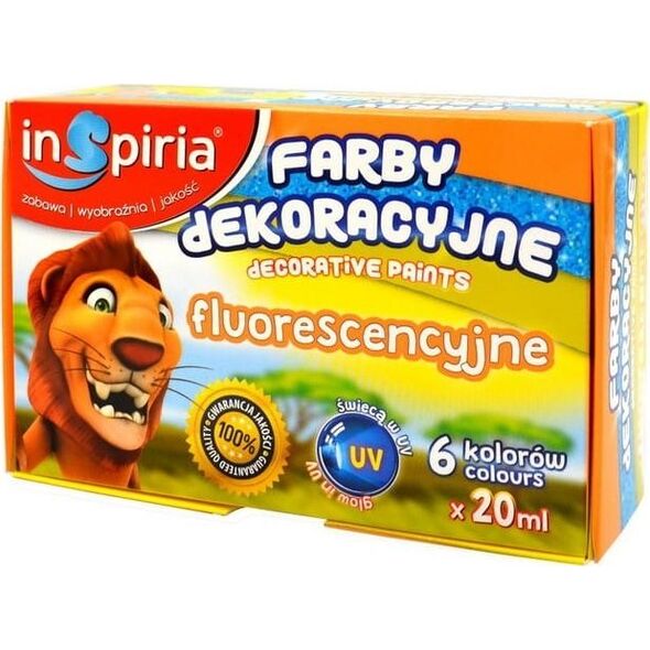 SCHEMAT Farby dekoracyjne fluorescencyjne 6 kolorów 20ml