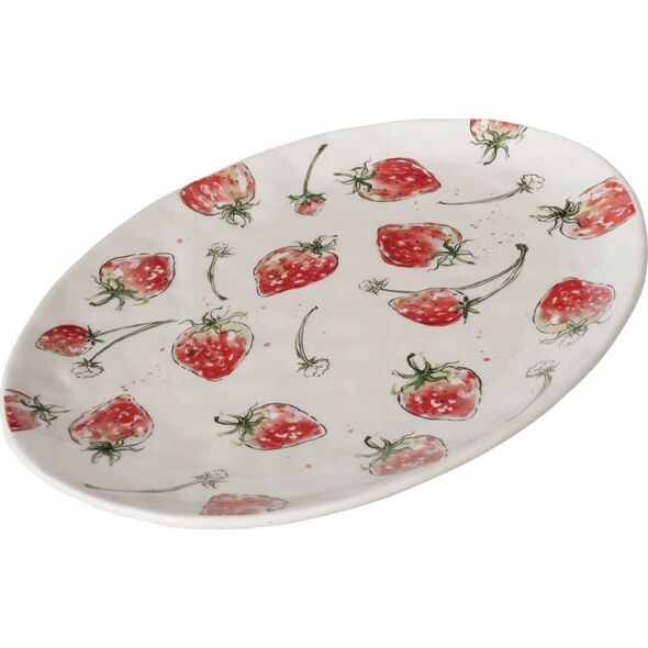 Boltze Półmisek ceramiczny STRAWBERRY, wzór w truskawki, 39 x 31 cm