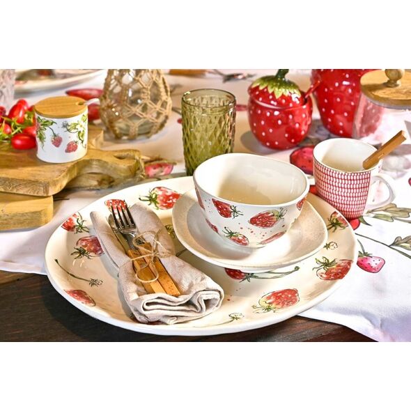 Boltze Półmisek ceramiczny STRAWBERRY, wzór w truskawki, 39 x 31 cm