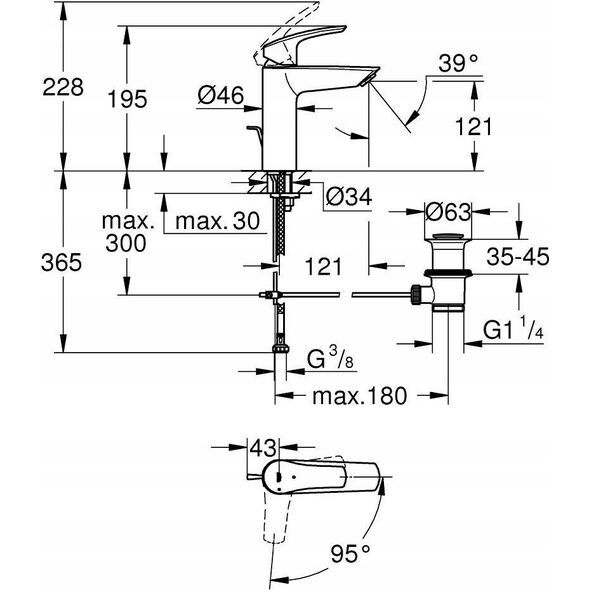 Grohe Grohe bateria umywalkowa Eurosmart rozmiar M czarny mat 23393243E