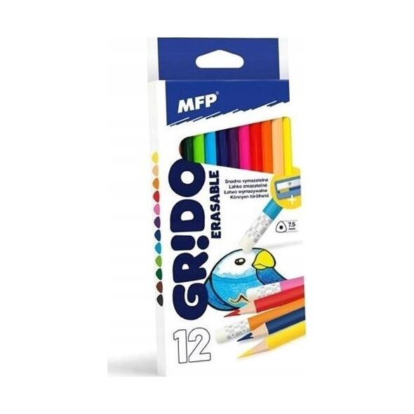 MFP paper kredki 12 szt. trójkątne z gumką i temperówką 6300587