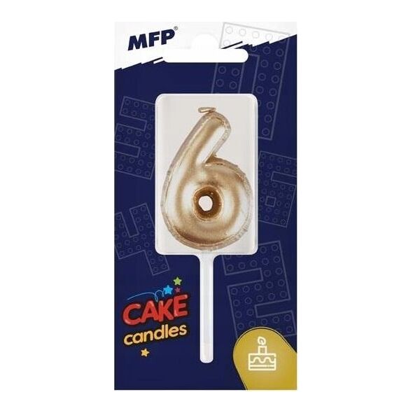 MFP paper świeczka do tortu balon nr 6 złota 8800120