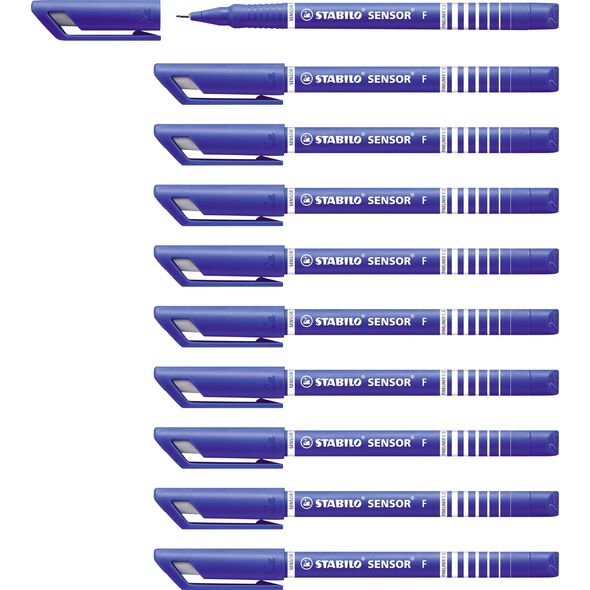 Stabilo Fineliner Stabilo Sensor 189, 0,3 mm, blå, æske a 10 stk.