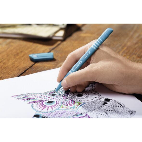 Stabilo Fineliner Stabilo Sensor 189, 0,3 mm, blå, æske a 10 stk.
