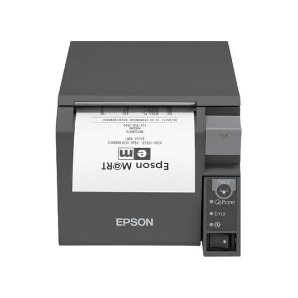 Epson Epson TM T70II (025C1) - Kvitteringsprinter - termisk linje - Rulle (7,95 cm) - 180 x 180 dpi - op til 250 mm/sek. - USB 2.0, LAN (UB-E04) - skærer - sort
