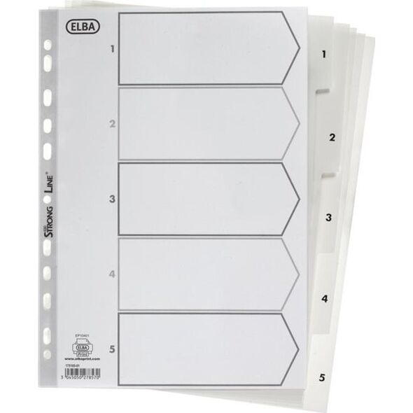 Elba STRONG-LINE REGISTER PP A4 HVID 1-5, HVID