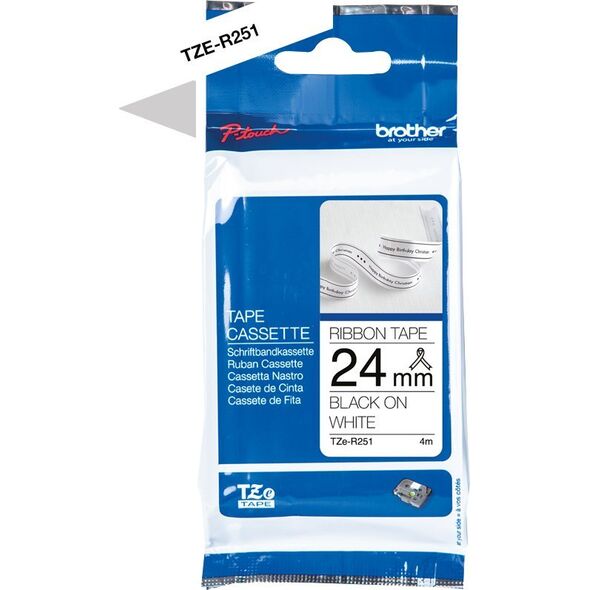 Brother Brother TZE-R251, PT-P900W, PT-H500, PT-P750W, PT-P950NW, PT-D600VP, PT-D800W, Black, Thermal transfer, White, Brother, 2.4 cm
