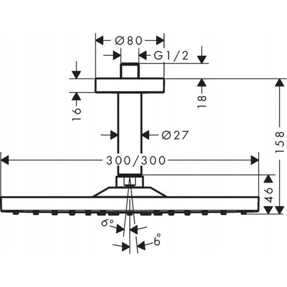 Deszczownica Hansgrohe HG Raindance E 300 HB t/loft - 1jet, Mat sort