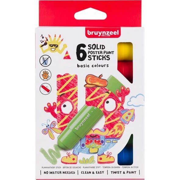 BRUYNZEEL SAKURA Bruynzeel Poster paint stick set Basic | 6 colours