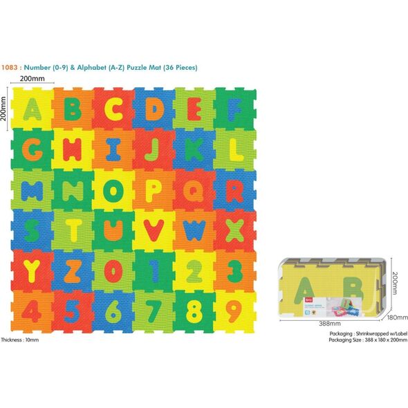 Ramiz Mata podłogowa z 36 Puzzli dla dzieci 10m+ Wyjmowane cyfry litery + Pianka EVA + Jaskrawe kolory