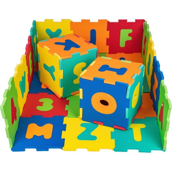 Ramiz Mata podłogowa z 36 Puzzli dla dzieci 10m+ Wyjmowane cyfry litery + Pianka EVA + Jaskrawe kolory