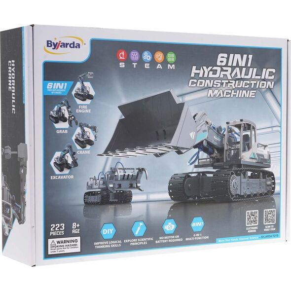 Triton Zestaw Maszyn Budowlanych do Składania 6w1 dla dzieci 8+ Hydrauliczne zasilanie + Części konstrukcyjne 223el.