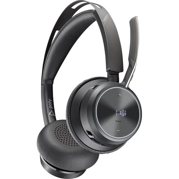 Słuchawki Poly POLY Zestaw słuchawkowy Voyager Focus 2 z certyfikatem Microsoft Teams USB-C-C + przejściówka USB-C/A + podstawka ładująca