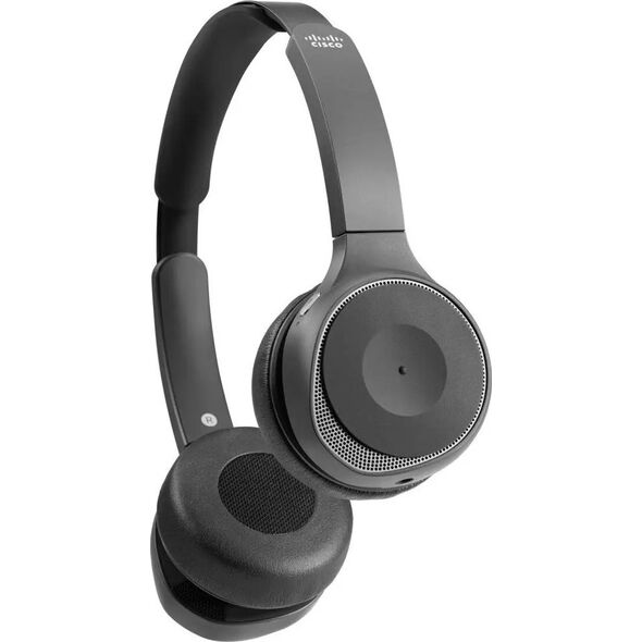 Słuchawki Cisco Cisco Bluetooth Headset 730, schwarz: - Dual On-Ear, aktive Rauschunterdruckung, inkl. Ladestation, - Anschlusse: Bluetooth, USB-A, 3.5mm*(nur Audio), - geeignet fur alle bluetooth-fahigen Gerate und Cisco DX70, DX80, IP DECT Phone 6825, I