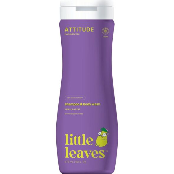 Attitude Attitude, Little Leaves, Płyn do mycia i szampon 2w1, Gruszkowy Nektar i Wanilia, 473 ml