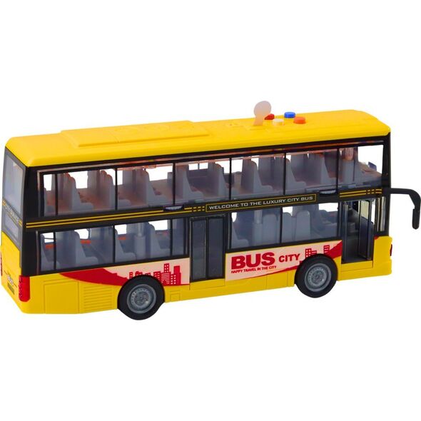 LeanToys Autobus Piętrowy 1:16 Światła Dźwięki Napęd Żółty