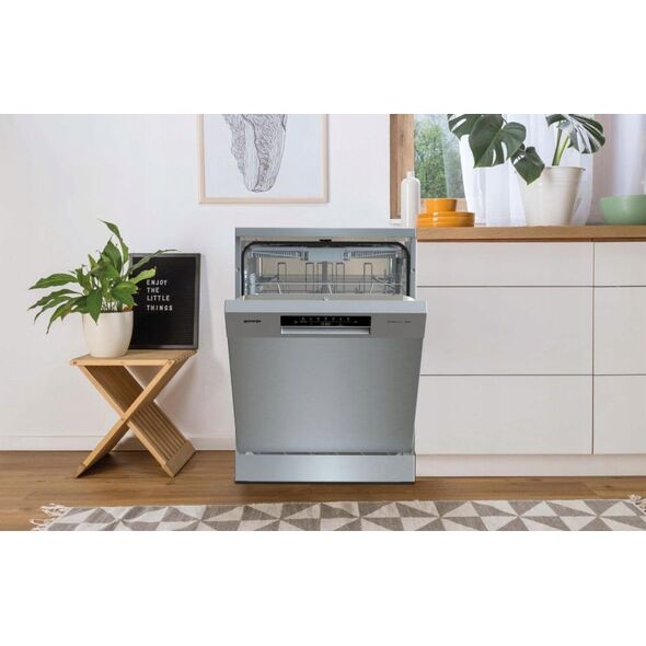 Zmywarka Gorenje Gorenje | Dishwasher | GS643E90X | Free standing | Width 59.9 cm | Number of place settings 16 | Number of programs 6 | Energy efficiency class E | Display | AquaStop function | Silver
