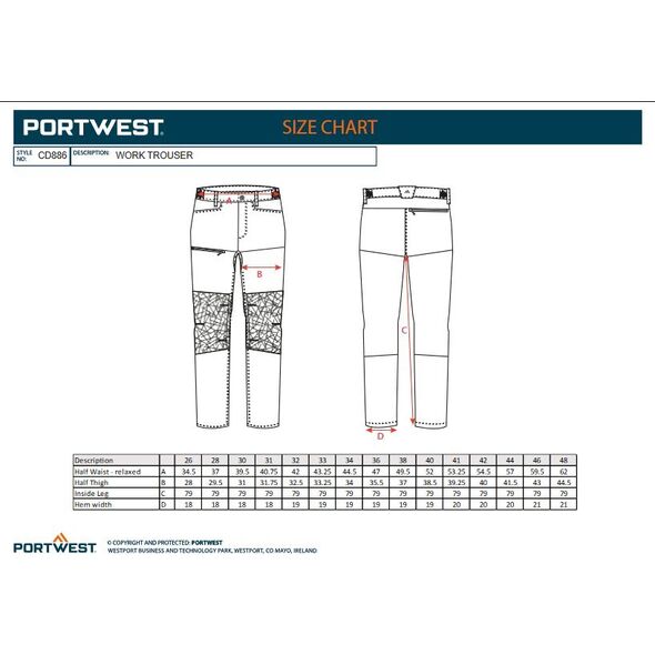 Portwest SPODNIE OCHRONNE DO PASA CZARNE CD886, WX2 ROZMIAR 34