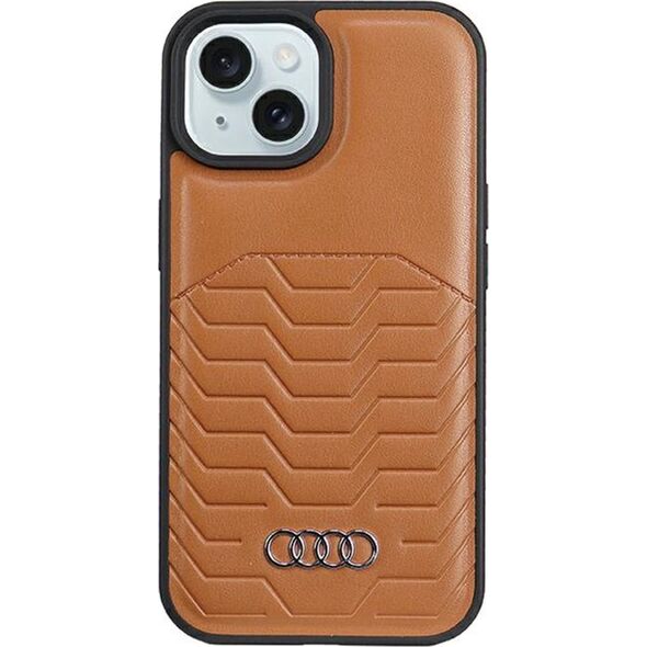 Audi Audi Synthetic Leather MagSafe iPhone 15 / 14 / 13 6.1" brązowy/brown hardcase AU-TPUPCMIP15-GT/D3-BN