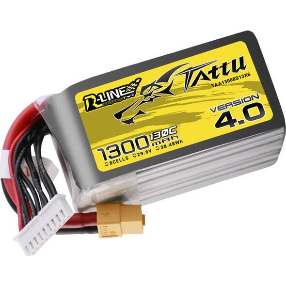 Tattu Akumulator Tattu R-Line Version 4.0 1300mAh 29.6V 130C 8S1P Lipo z konektorem XT60 Plug