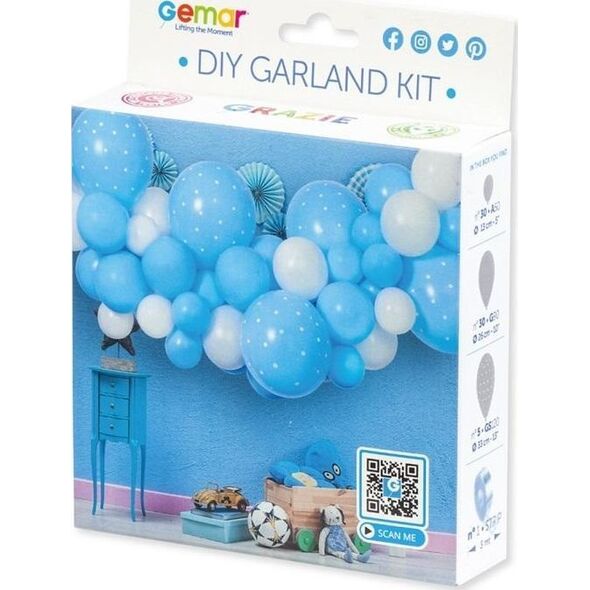 GoDan Girlanda balonowa DIY Baby Blue 65 balonów + taśma