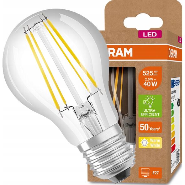 Osram LED CLA40 2.5W/830 230V FIL UE E27 OSRAM