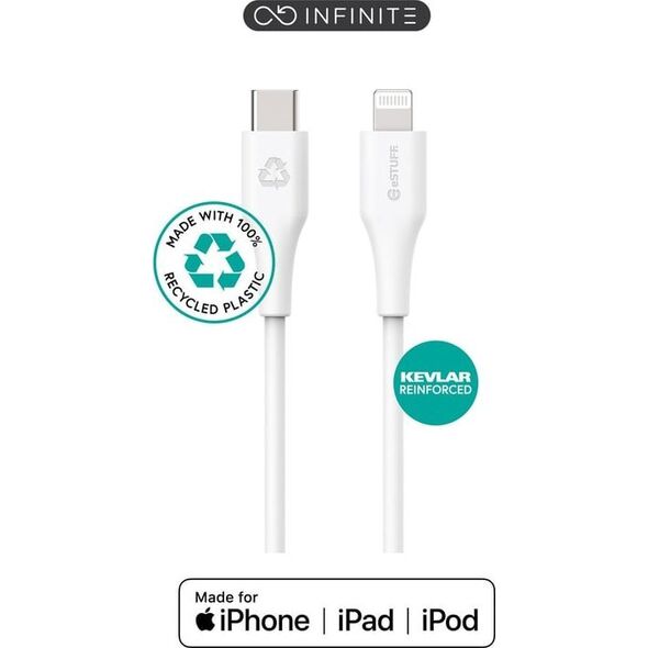 Kabel USB eStuff Lightning - USB-C 3 m Biały (ES602270)