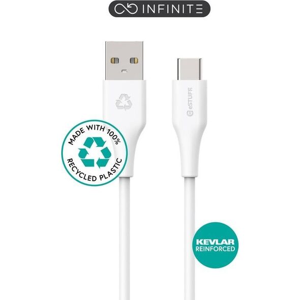Kabel USB eStuff USB-C - USB-A 1 m Biały (ES605170-BULK)