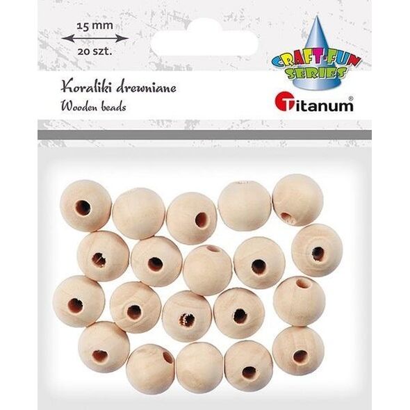 Titanum Koraliki drewniane okrągłe 20szt