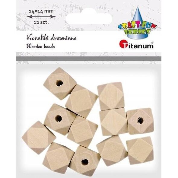 Titanum Koraliki drewniane kostki ścięte 12szt