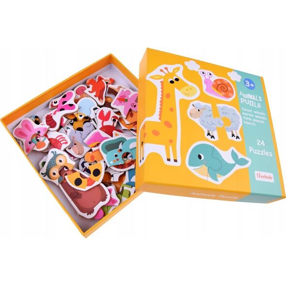 Jokomisiada Kolorowe Puzzle układanka 24 Zwierzątka lew krowa motyl lis ZA4749