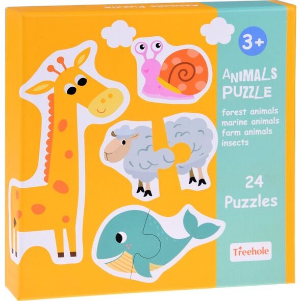 Jokomisiada Kolorowe Puzzle układanka 24 Zwierzątka lew krowa motyl lis ZA4749