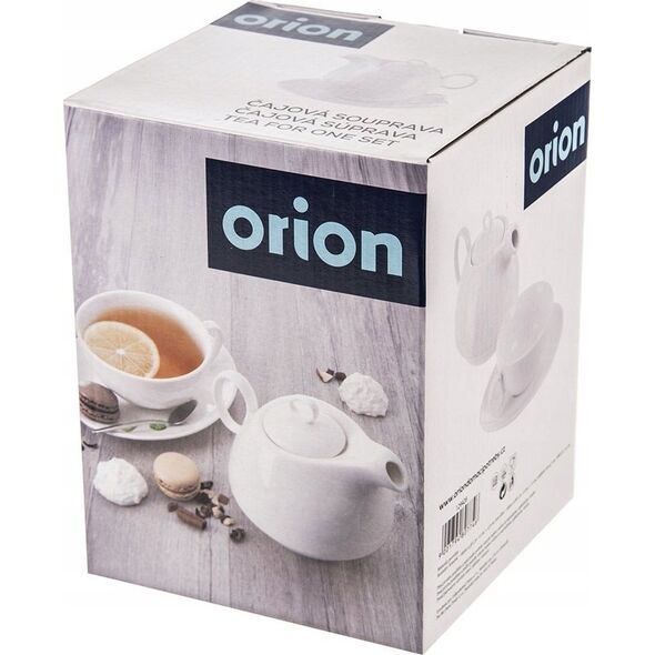 Orion Dzbanek z filiżanką do herbaty porcelanowy biały MONA 3 el.