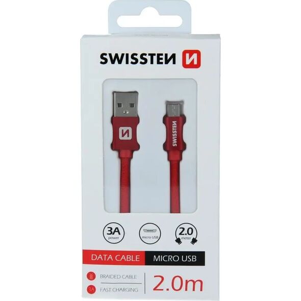 Kabel USB Swissten USB-A - micro-B 2 m Szary (71522302)