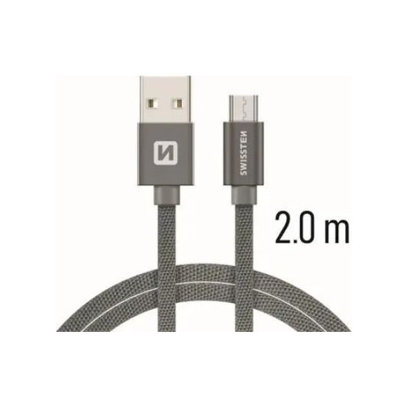 Kabel USB Swissten USB-A - micro-B 2 m Szary (71522302)