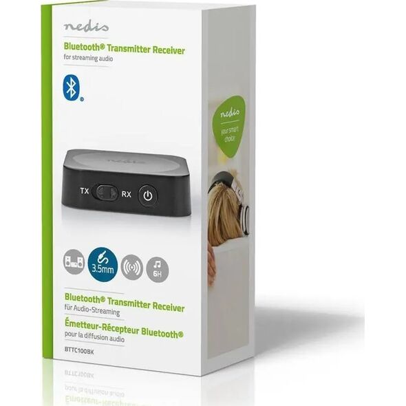 Adapter bluetooth Nedis Nedis BTTC100BK odbiornik muzyki przez bluetooth 10 m Czarny