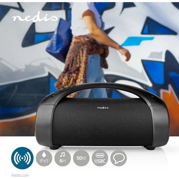 Głośnik Nedis Nedis SPBB315BK głośnik przenośny / imprezowy Przenośny głośnik stereo Czarny 50 W