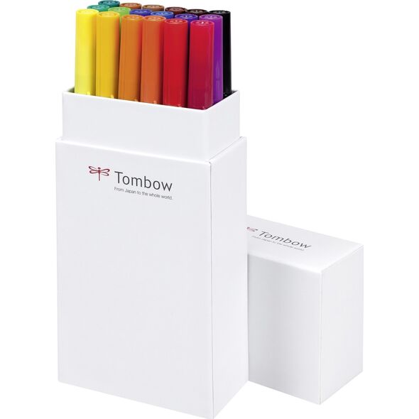 Tombow Tombow ABT-18P-1, 18 colours, Multicolour, Bullet tip & Brush tip, 0.8 mm, 1 cm, Black