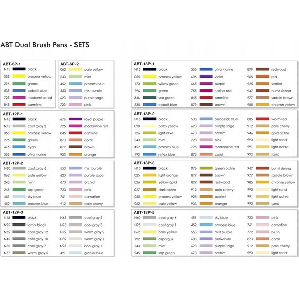 Tombow Tombow ABT-18P-1, 18 colours, Multicolour, Bullet tip & Brush tip, 0.8 mm, 1 cm, Black