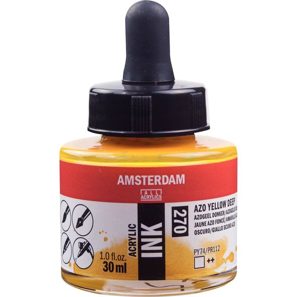 Artequipment Amsterdam Acrylic Ink Bottle Azo Yellow Deep 270