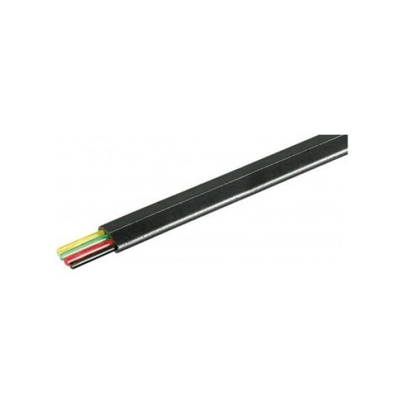Goobay Kabel telefoniczny płaski rolka 4-przewodowy, 100 m rola, AWG 28, CCA (aluminium powlekane miedzią) - Wersja kolorystyczna Czarn