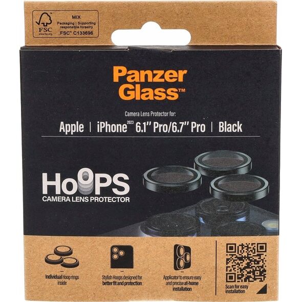 PanzerGlass PanzerGlass Hoops Camera iPhone 15 Pro 6.1" / 15 Pro Max 6.7" czarny/black 1139 camera lens protector hoop optic rings