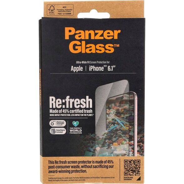 PanzerGlass PanzerGlass Re:fresh Glass iPhone 15 6.1" Ultra-Wide-Fit Screen Protection Easy Aligner 2821