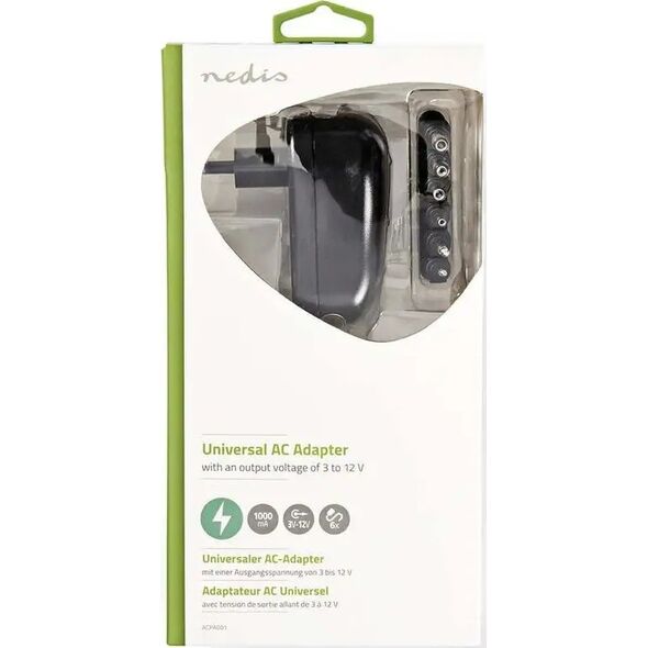 Nedis Nedis ACPA001 adapter zasilający/ inwentor Wewnętrzna 12 W Czarny
